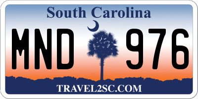 SC license plate MND976