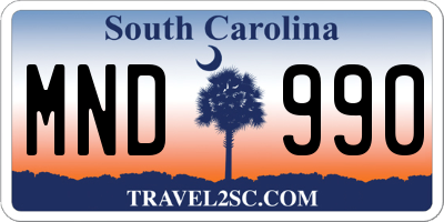 SC license plate MND990