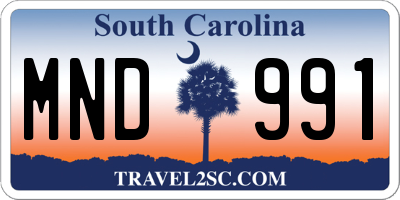 SC license plate MND991