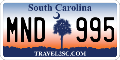 SC license plate MND995