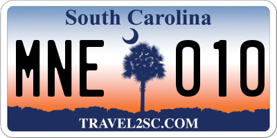 SC license plate MNE010