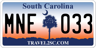 SC license plate MNE033
