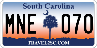 SC license plate MNE070