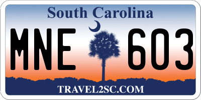 SC license plate MNE603
