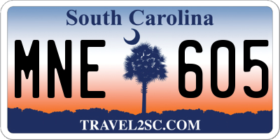 SC license plate MNE605