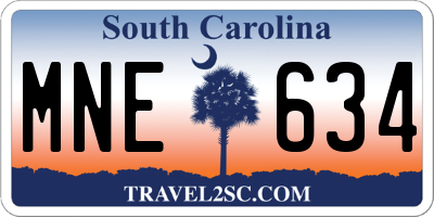 SC license plate MNE634