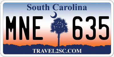 SC license plate MNE635