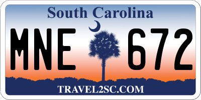 SC license plate MNE672