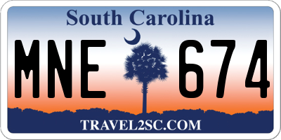 SC license plate MNE674