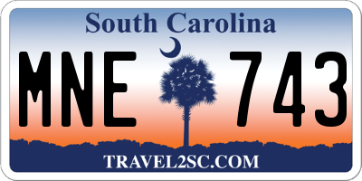 SC license plate MNE743