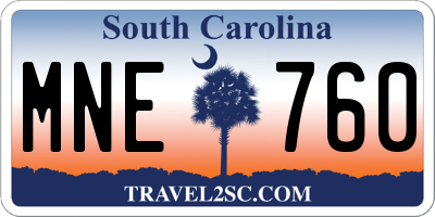 SC license plate MNE760