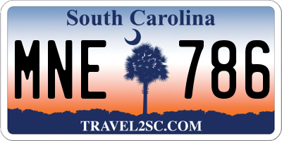 SC license plate MNE786