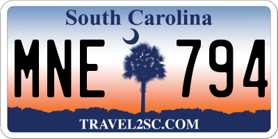 SC license plate MNE794