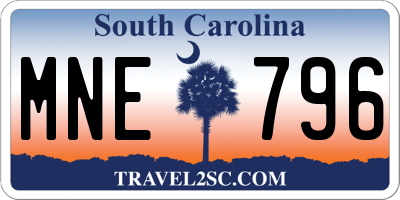SC license plate MNE796