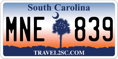 SC license plate MNE839