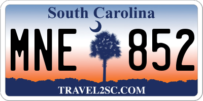 SC license plate MNE852