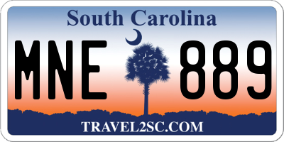 SC license plate MNE889