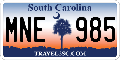 SC license plate MNE985