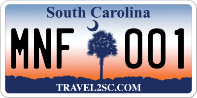 SC license plate MNF001