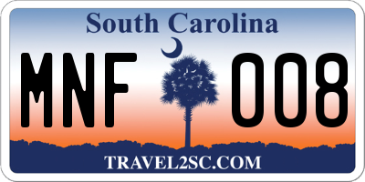 SC license plate MNF008