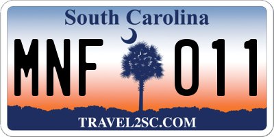 SC license plate MNF011