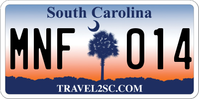 SC license plate MNF014
