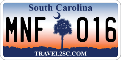 SC license plate MNF016