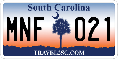 SC license plate MNF021