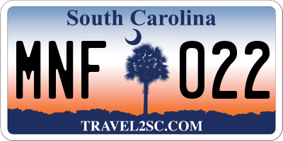 SC license plate MNF022