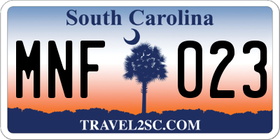 SC license plate MNF023