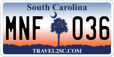 SC license plate MNF036
