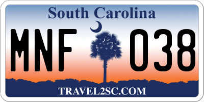 SC license plate MNF038