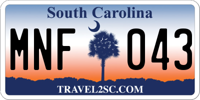 SC license plate MNF043