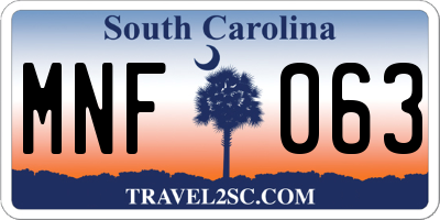 SC license plate MNF063