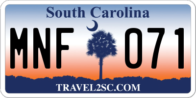 SC license plate MNF071