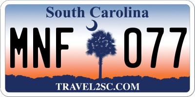 SC license plate MNF077