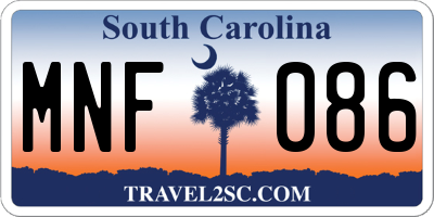 SC license plate MNF086