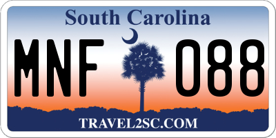 SC license plate MNF088