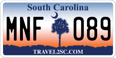 SC license plate MNF089