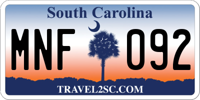SC license plate MNF092