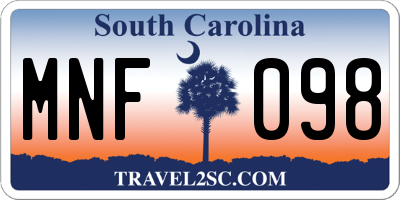 SC license plate MNF098