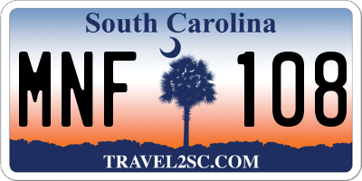 SC license plate MNF108