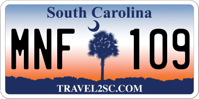 SC license plate MNF109
