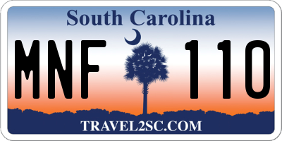 SC license plate MNF110