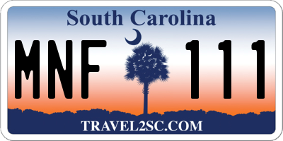 SC license plate MNF111