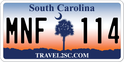 SC license plate MNF114