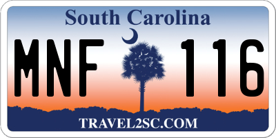 SC license plate MNF116