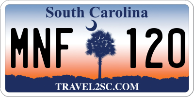 SC license plate MNF120
