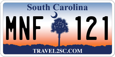 SC license plate MNF121