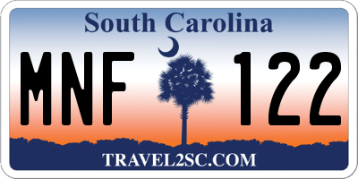 SC license plate MNF122